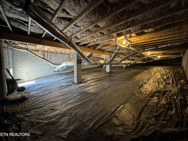 view of unfinished attic