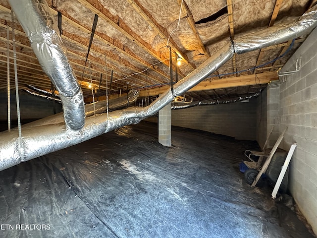 view of unfinished attic