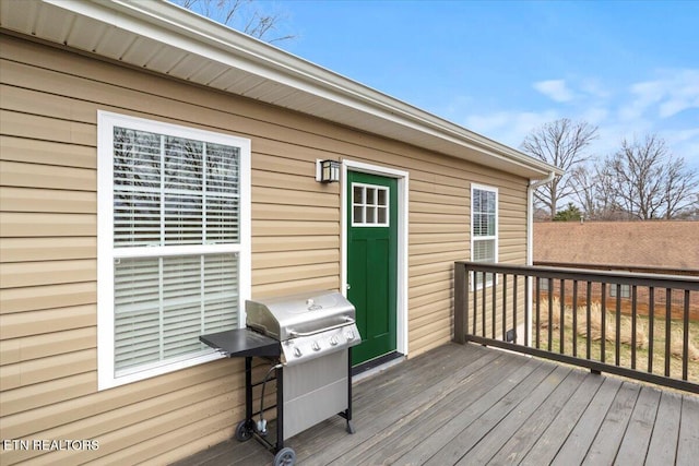 deck featuring area for grilling