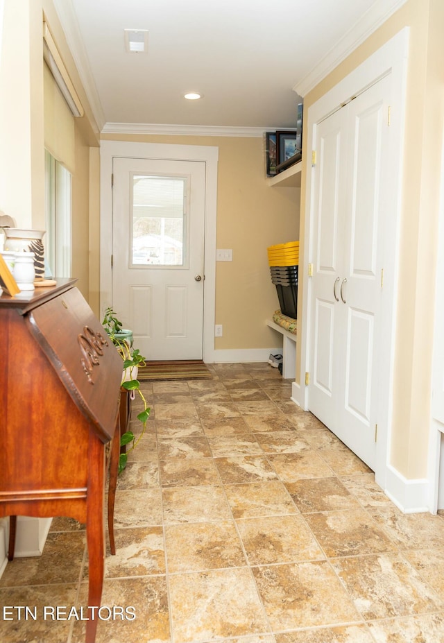 foyer with ornamental molding