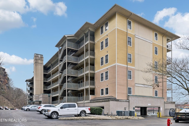 view of building exterior featuring central AC unit