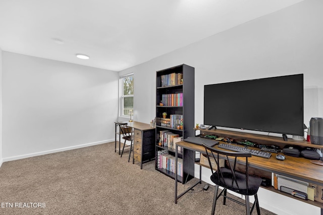 view of carpeted home office