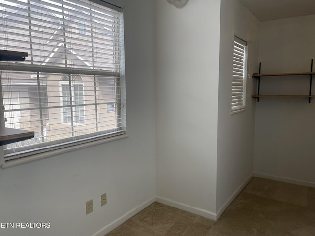 interior space with a healthy amount of sunlight, baseboards, and carpet floors