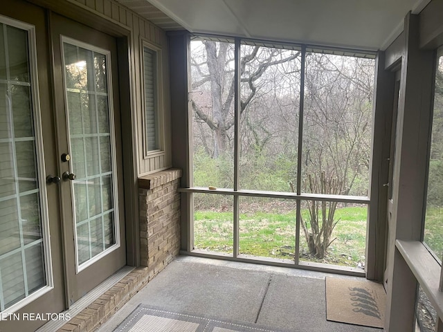 view of unfurnished sunroom