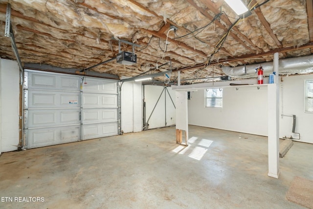 garage with a garage door opener