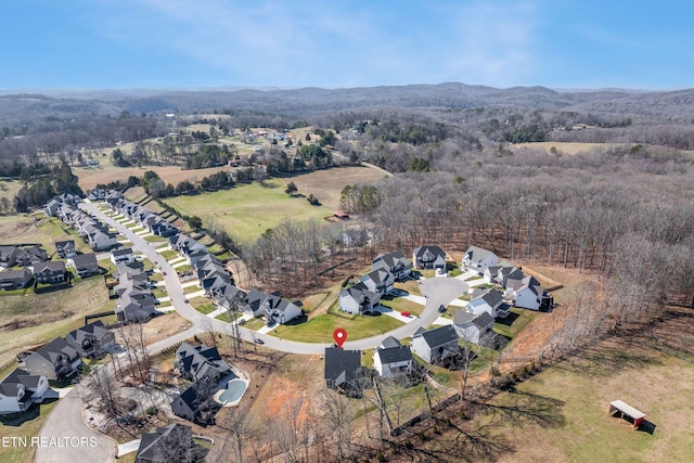 bird's eye view with a mountain view