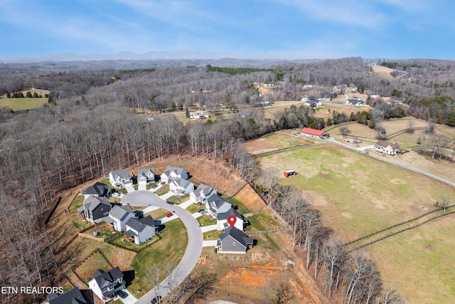 drone / aerial view with a mountain view