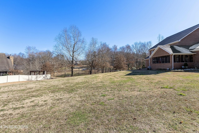 view of yard featuring a fenced backyard