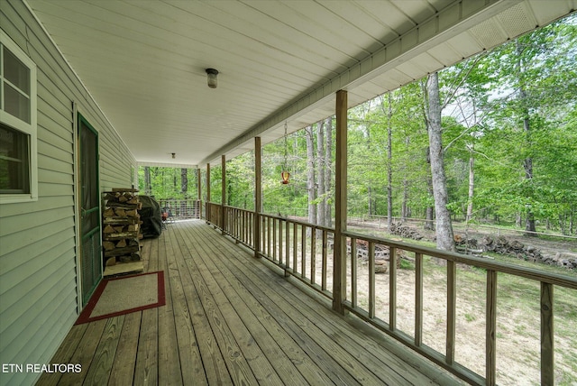 wooden deck with covered porch