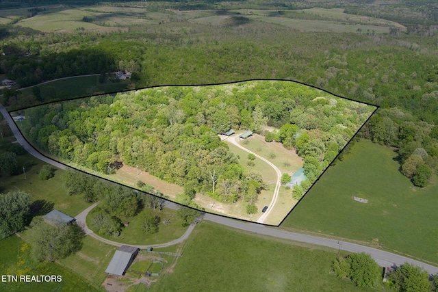 bird's eye view with a rural view