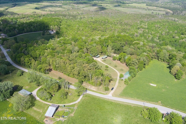 drone / aerial view with a rural view