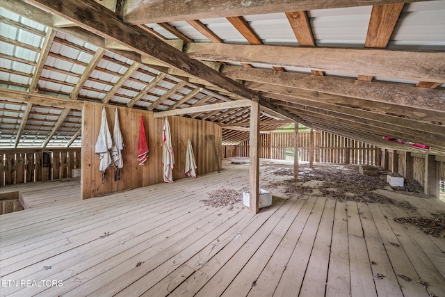 view of unfinished attic