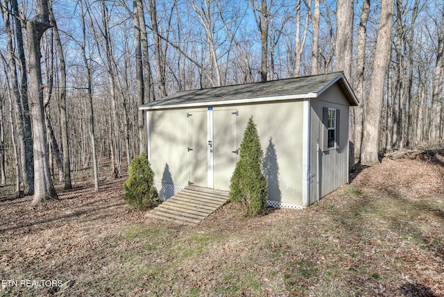 view of shed