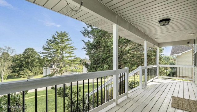 wooden deck featuring covered porch