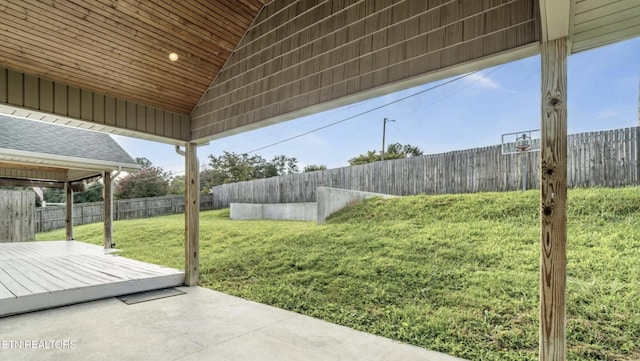 view of yard with a wooden deck