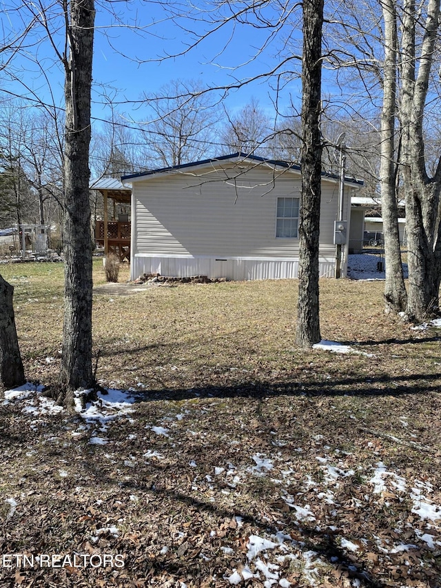 view of snow covered property