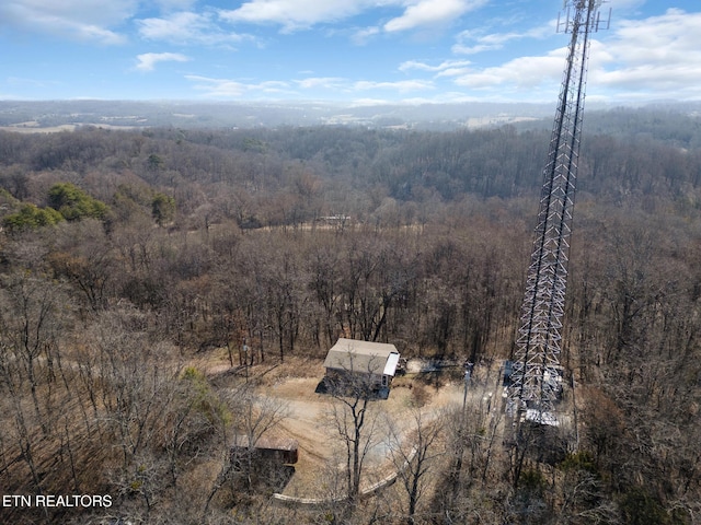 bird's eye view with a view of trees