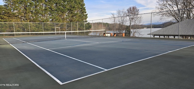 353 Southshore Dr, Greenback, TN 37742 - view of tennis court featuring fence and a water view