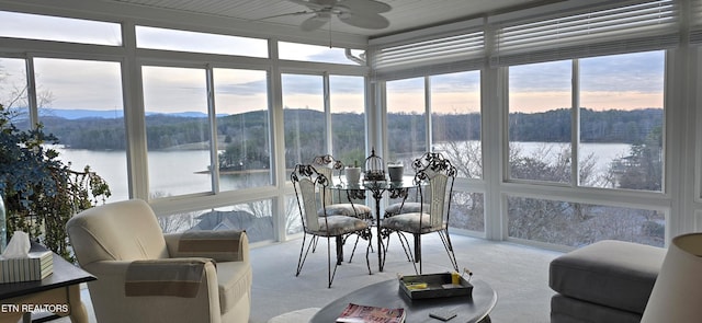 353 Southshore Dr, Greenback, TN 37742 - sunroom with a water view, carpet, and floor to ceiling windows