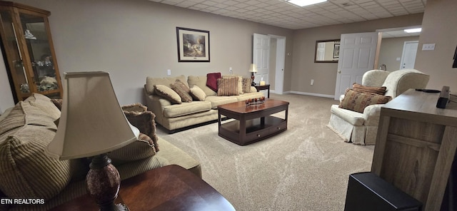 353 Southshore Dr, Greenback, TN 37742 - living area with light carpet, baseboards, and a paneled ceiling