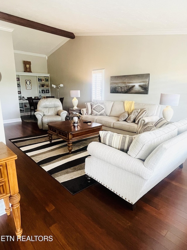353 Southshore Dr, Greenback, TN 37742 - living area with wood finished floors, lofted ceiling, ornamental molding, and baseboards