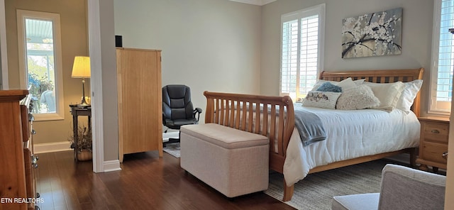 353 Southshore Dr, Greenback, TN 37742 - bedroom featuring dark wood-style floors, baseboards, multiple windows, and crown molding