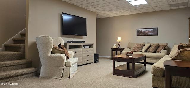 353 Southshore Dr, Greenback, TN 37742 - living area with carpet, stairs, baseboards, and a drop ceiling