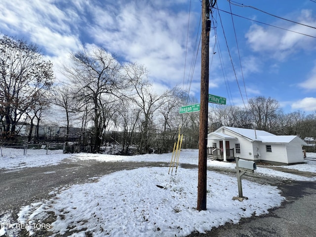 view of yard covered in snow