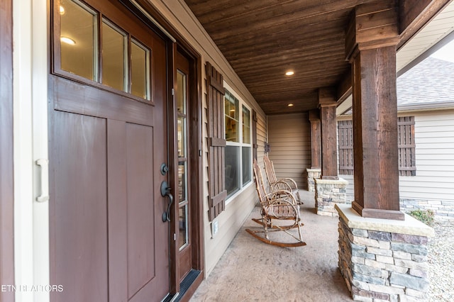 entrance to property with a porch