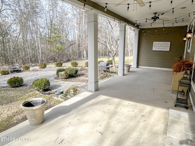 view of patio / terrace featuring a ceiling fan