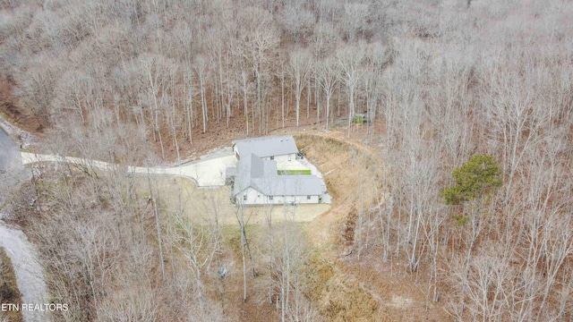 bird's eye view with a view of trees