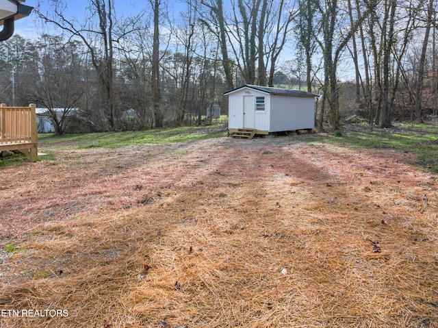 view of yard featuring a storage unit and an outdoor structure