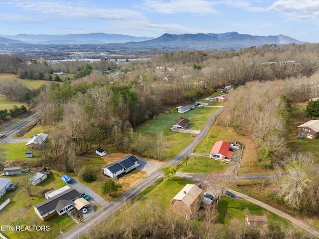 bird's eye view featuring a mountain view