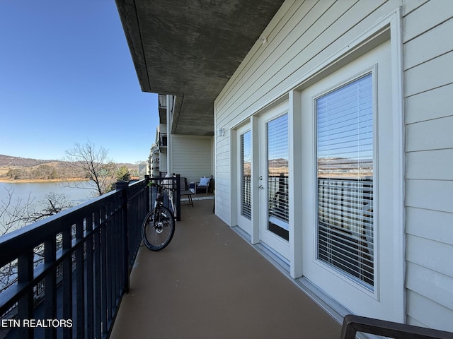 balcony with a water view