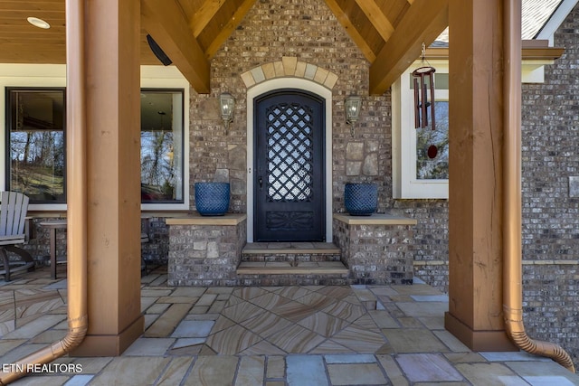 245 Harrison Bend Rd, Loudon, TN 37774 - doorway to property with brick siding and stone siding