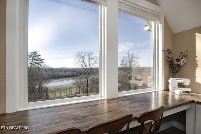 245 Harrison Bend Rd, Loudon, TN 37774 - office area with lofted ceiling and a water view