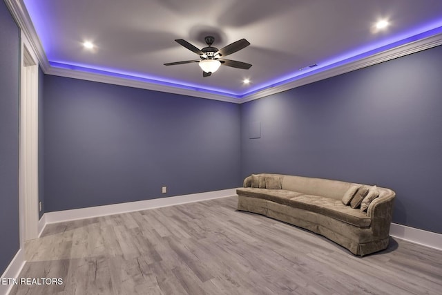 245 Harrison Bend Rd, Loudon, TN 37774 - unfurnished room featuring visible vents, ornamental molding, wood finished floors, baseboards, and ceiling fan
