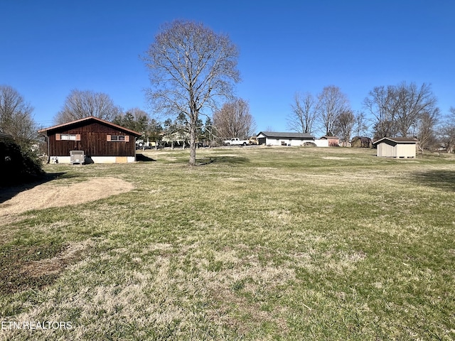 view of yard with an outbuilding and a storage unit