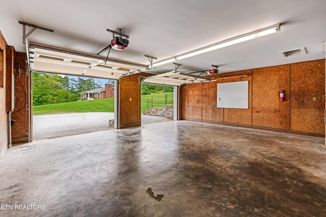 garage with a garage door opener