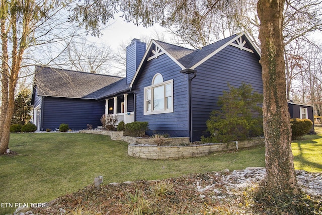 10 Dockside Dr, Crossville, TN 38558 - exterior space featuring a chimney, a front yard, and a shingled roof