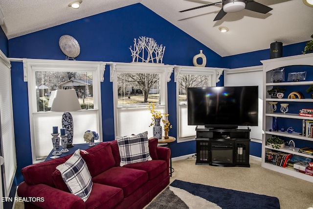10 Dockside Dr, Crossville, TN 38558 - carpeted living room with a ceiling fan and vaulted ceiling