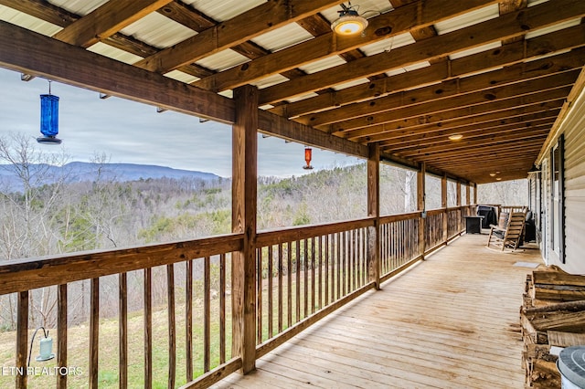 deck with a view of trees