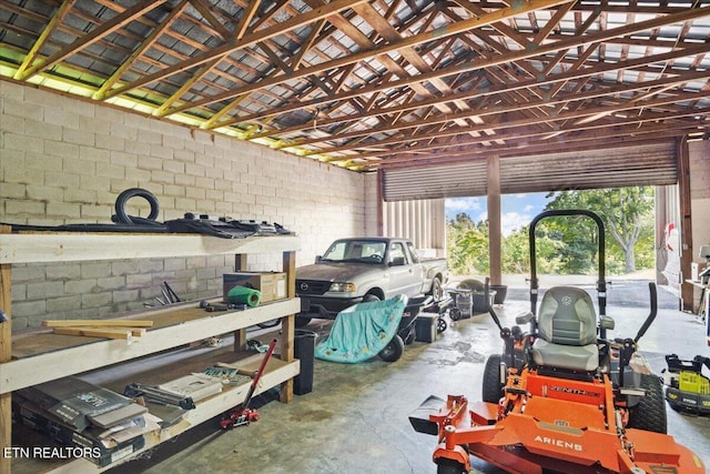 view of garage