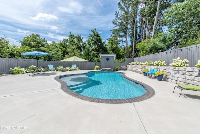 846 Quietlands Dr, Maryville, TN 37801 - view of swimming pool featuring a patio area, a fenced backyard, and view of scattered trees