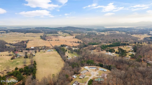 aerial view with a rural view