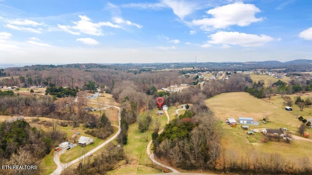 aerial view featuring a rural view