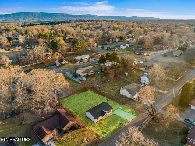 aerial view with a mountain view