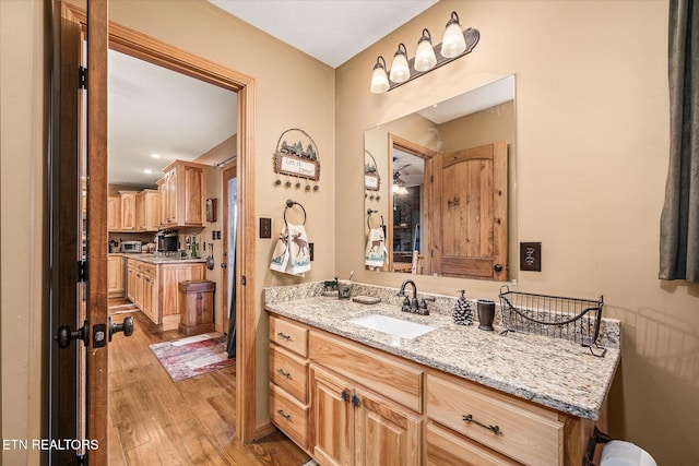 bathroom featuring wood finished floors and vanity