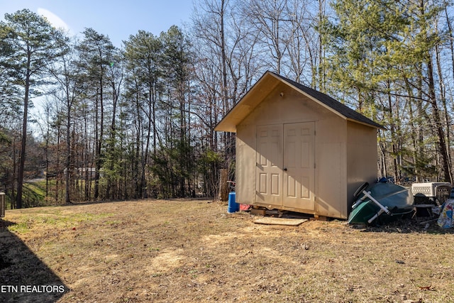 view of shed
