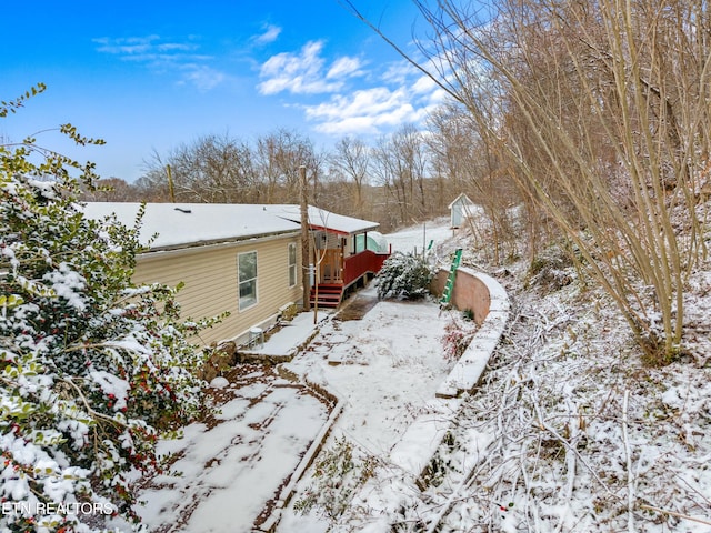 view of snow covered exterior